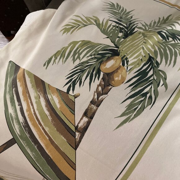 Tropical Look Shower Curtain Khaki Green Gold Palm Trees 72" x 68" - Picture 10 of 13